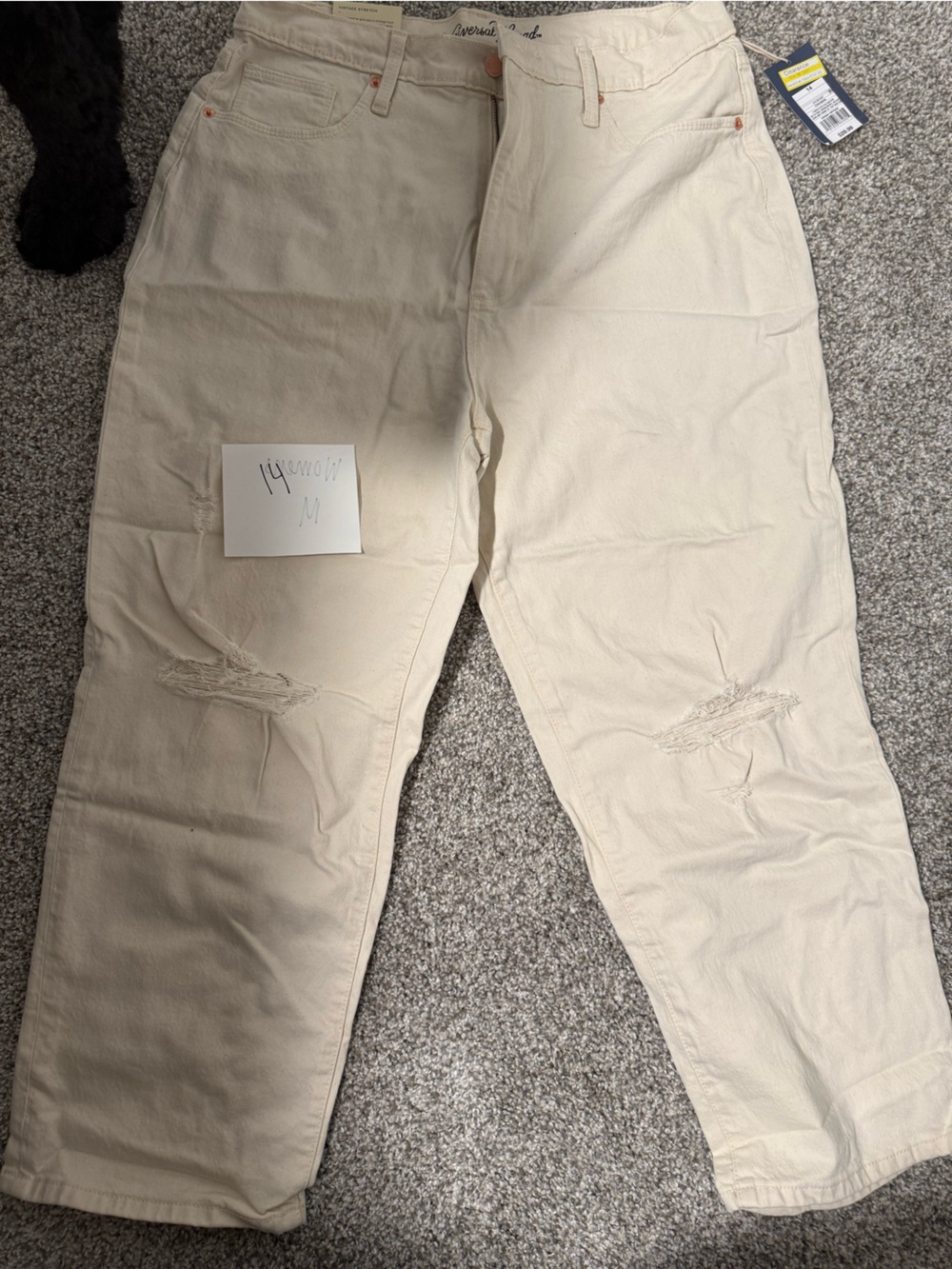 Universal Thread Cream Distressed Ankle Jeans